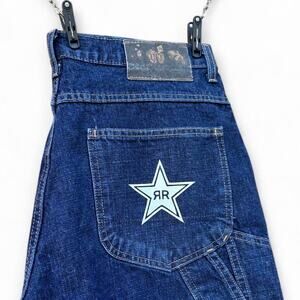 rockstar logo on vintage y2k nautica jeans skate grunge baggy jean shorts